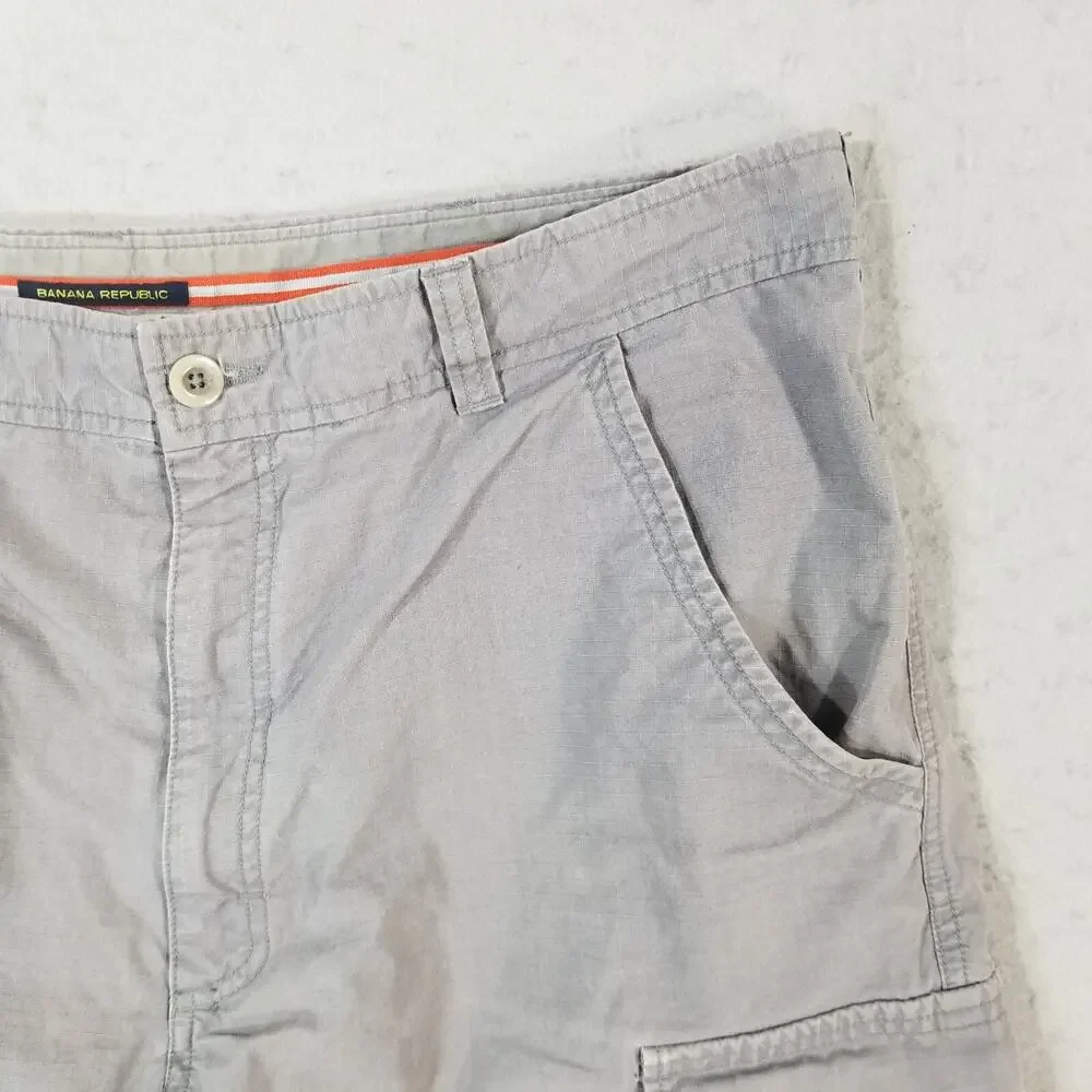 Banana Republic cargo hiking shorts mens 38x11 gray cotton ripstop outdoor urban